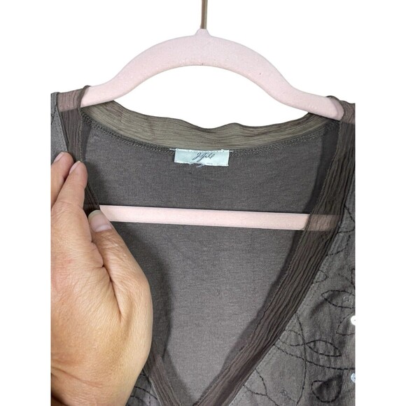 J Jill Top Shirt Women’s Plus Size 3X Cotton Embroidered Sequins Sage Green Wrap - Picture 3 of 9